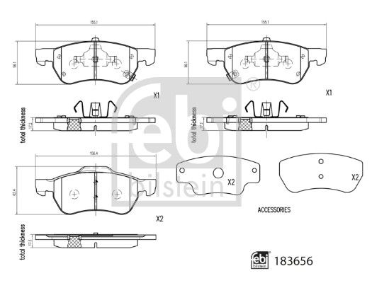 FEBI BILSTEIN Комплект тормозных колодок, дисковый тормоз 183656